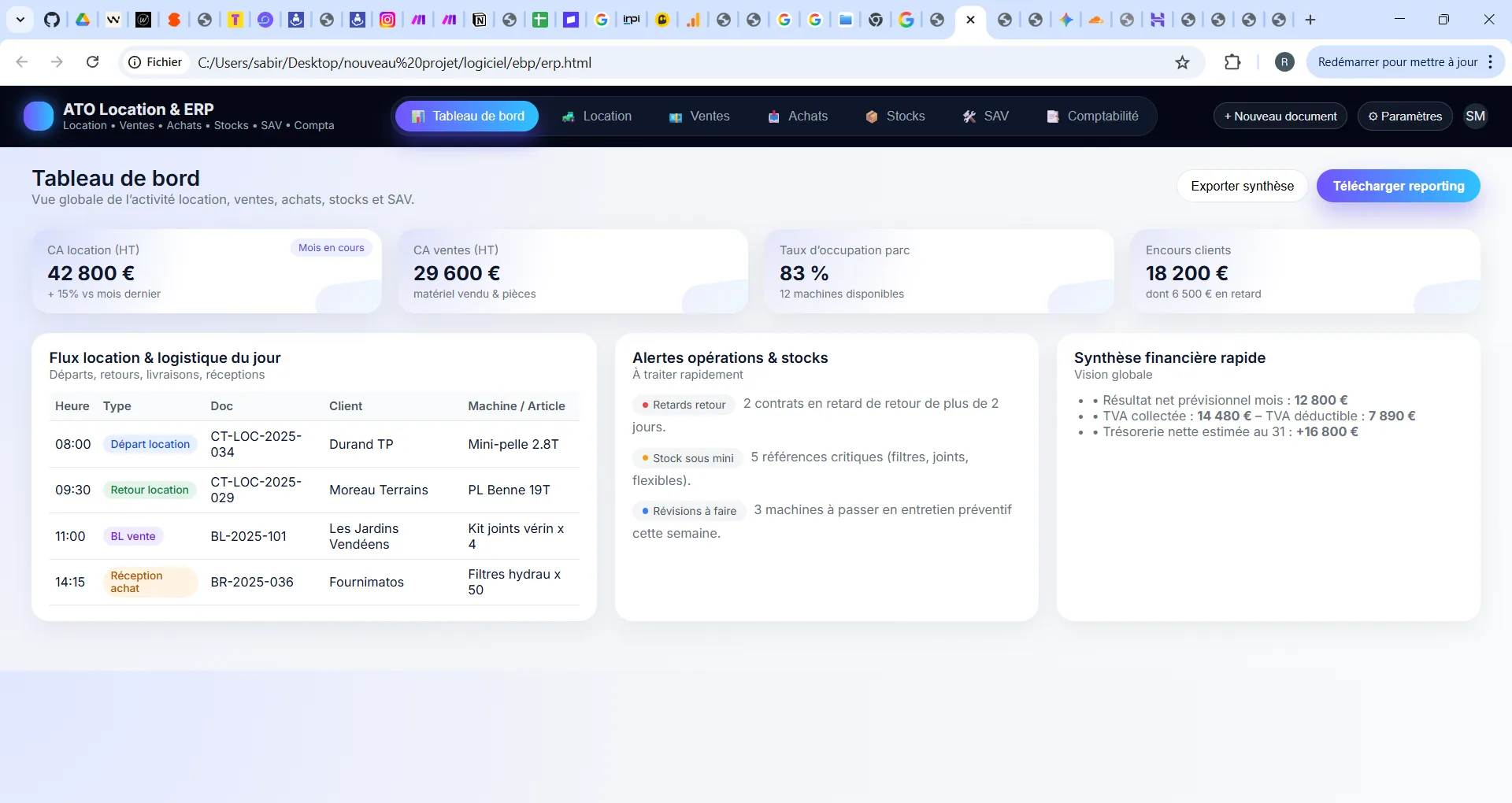 Vista previa de software online: ERP